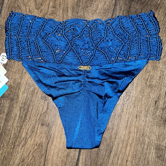 Dakota Skimpy XS Blue Bikini Bottom Beach Bunny High Waisted Scrunch Butt - Picture 3 of 4